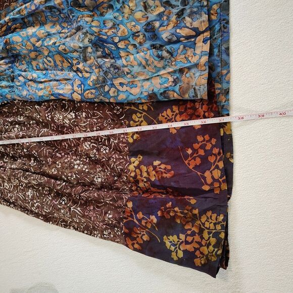 Boho Patchwork Tunic Dress Size M Blue Brown Floral Lagenlook Artsy - Picture 6 of 9